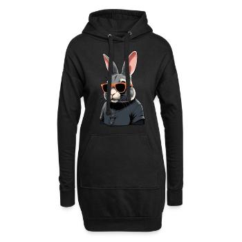 Ikonischer Papa Hase Osterhasen Streetwear Vater - Hoodie-Kleid - Schwarz - Vorne