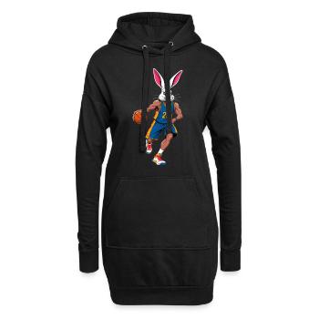 Basketballspieler Osterhase Hasen Lustig - Hoodie-Kleid - Schwarz - Vorne