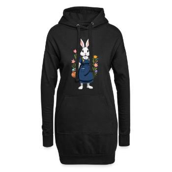 Infirmière lapin Lapin de Pâques Infirmière - Sweat-shirt à capuche long Femme - noir - Devant
