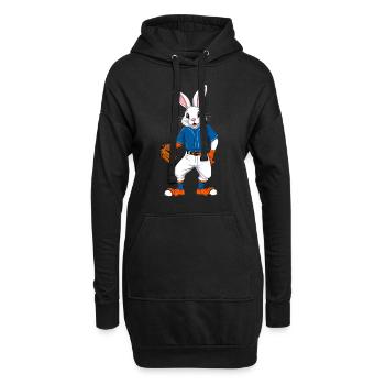Baseballspieler Osterhase Lustiges Design - Hoodie-Kleid - Schwarz - Vorne