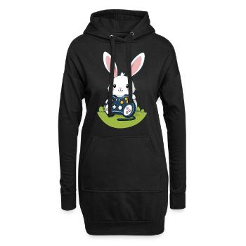 Lapin de Pâques Gamer et Design de streetwear de jeu - Sweat-shirt à capuche long Femme - noir - Devant