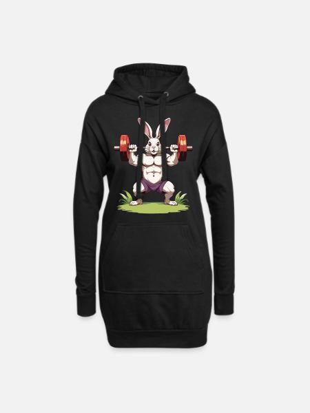 Osterhase Lustiger Bodybuilder Fitness Motivation - Hoodie-kjole - sort