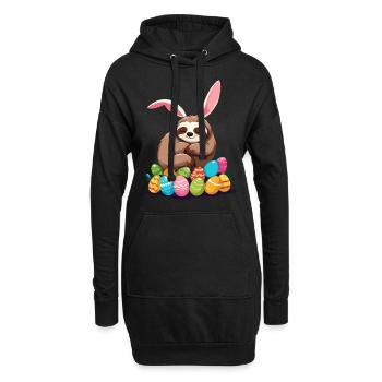 Lustiges Faultier Osterhase Ikonisches Ostern - Hoodie-Kleid - Schwarz - Vorne