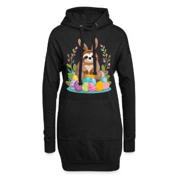Lustiges Faultier Osterhase Ikonisches Ostern - Hoodie-Kleid - Schwarz - Vorne