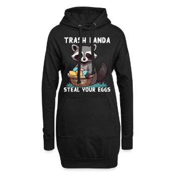 Lustiger Waschbär Osterhasen Ostern Spruch - Hoodie-Kleid - Schwarz - Vorne