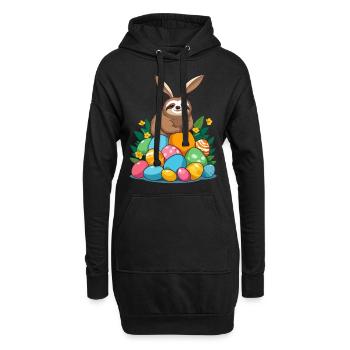 Lustiges Faultier Osterhase Ikonisches Ostern - Hoodie-Kleid - Schwarz - Vorne