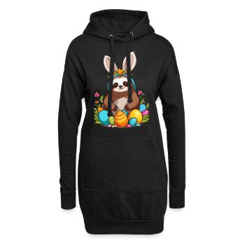 Lustiges Faultier Osterhase Ikonisches Ostern - Hoodie-Kleid - Schwarz - Vorne