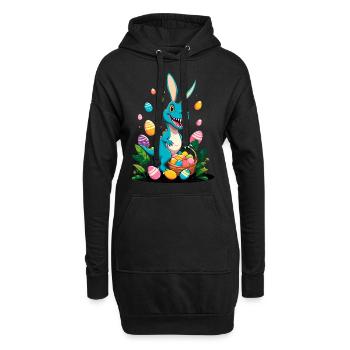 Ikonischer Ostersaurier Dinosaurier Osterhase - Hoodie-Kleid - Schwarz - Vorne
