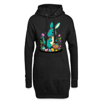 Dinosaure de Pâques emblématique Dinosaure lapin de Pâques - Sweat-shirt à capuche long Femme - noir - Devant