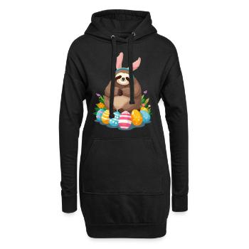 Lustiges Faultier Osterhase Ikonisches Ostern - Hoodie-Kleid - Schwarz - Vorne