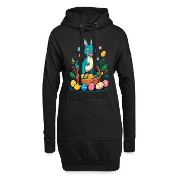 Dinosaure de Pâques emblématique Dinosaure lapin de Pâques - Sweat-shirt à capuche long Femme - noir - Devant