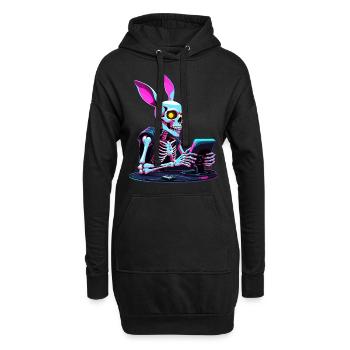 Osterhase Gamer und Gaming Streetwear Design - Hoodie-Kleid - Schwarz - Vorne