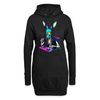 Lapin de Pâques Gamer & Gaming Streetwear Iconique - Sweat-shirt à capuche long Femme - noir - Devant