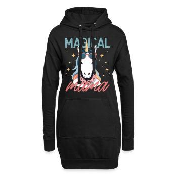 Maman magique Licorne aimant femme élégante - Sweat-shirt à capuche long Femme - noir - Devant