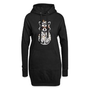 Maman raton laveur amant raton laveur fête des mères - Sweat-shirt à capuche long Femme - noir - Devant