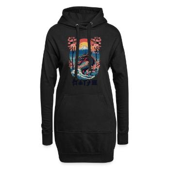 Vintage Vaporwave Stil Japanischer Drache Kunst - Hoodie-Kleid - Schwarz - Vorne