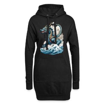Vintage Ukiyo-E Kunst Japanischer Drache Design - Hoodie-Kleid - Schwarz - Vorne