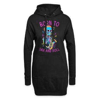 Zum Saxophonisten Geboren Lustiges Jazz Design - Hoodie-Kleid - Schwarz - Vorne