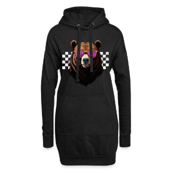 Ours Père Drôle Style Parfait Fête des Pères - Sweat-shirt à capuche long Femme - noir - Devant