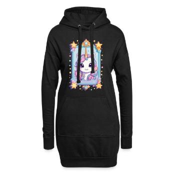 Licornes drôles couleurs pastel amant de licorne - Sweat-shirt à capuche long Femme - noir - Devant