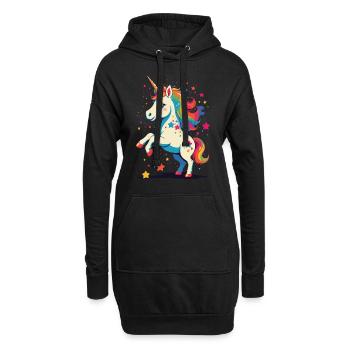 Licornes drôles Licorne mignonne Licorne Fille - Sweat-shirt à capuche long Femme - noir - Devant