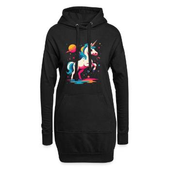 Licorne Fille Drôle Licornes Grand Design - Sweat-shirt à capuche long Femme - noir - Devant