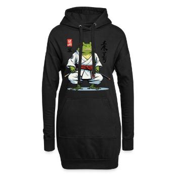 Samurai Frosch Vintage Ukiyo-e Stil Aesthetic - Hoodie-Kleid - Schwarz - Vorne