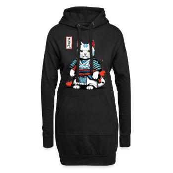 Samurai Katze in Japanischem Samurai Kunstwerk - Hoodie-Kleid - Schwarz - Vorne