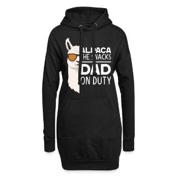 Drôle de papa d’alpaga parfait jeu de mots - Sweat-shirt à capuche long Femme - noir - Devant