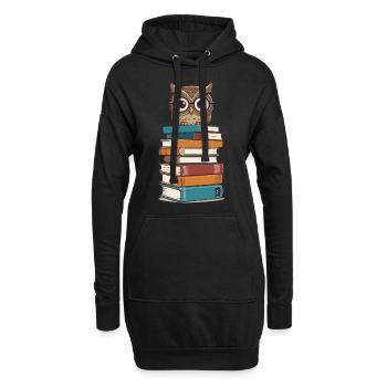 Bücher Eule Eulen Liebhaber Süße Buch Illustration - Hoodie-Kleid - Schwarz - Vorne