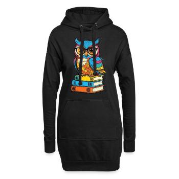 Bücher Eule Eulen Liebhaber Süße Buch Illustration - Hoodie-Kleid - Schwarz - Vorne