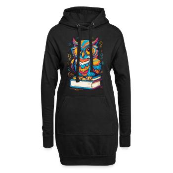 Bücher Eule Eulen Liebhaber Süße Buch Illustration - Hoodie-Kleid - Schwarz - Vorne