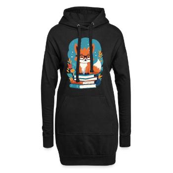 Niedlicher Buch Liebhaber Lustiger Bücherwurm - Hoodie-Kleid - Schwarz - Vorne