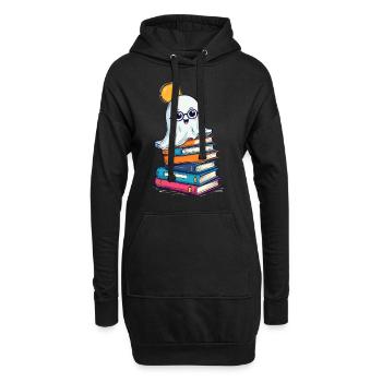 Lesendes Halloween Gespenst Buchliebhaber Stil - Hoodie-Kleid - Schwarz - Vorne