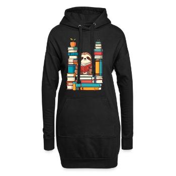 Lustiges Buchliebhaber Faultier - Hoodie-Kleid - Schwarz - Vorne