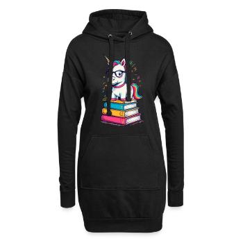 Licorne mignonne rat de bibliothèque Licornes magiques - Sweat-shirt à capuche long Femme - noir - Devant