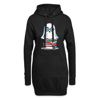 Lesendes Halloween Gespenst Niedliches Bücherwurm - Hoodie-Kleid - Schwarz - Vorne