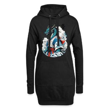 Dragon Samouraï Vintage Ukiyo-e Style - Sweat-shirt à capuche long Femme - noir - Devant