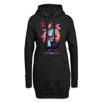 Conception esthétique Samurai Cat Vaporwave - Sweat-shirt à capuche long Femme - noir - Devant
