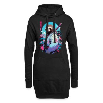 Samouraï paresseux esthétique style Vaporwave - Sweat-shirt à capuche long Femme - noir - Devant