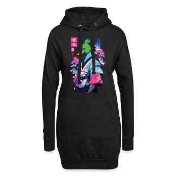 Samurai Duck dans le style esthétique Vaporwave - Sweat-shirt à capuche long Femme - noir - Devant