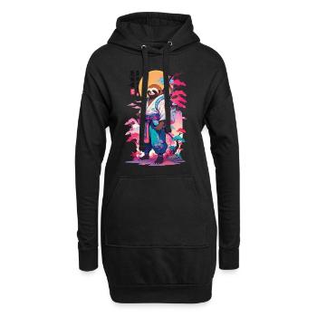 Samouraï paresseux esthétique style Vaporwave - Sweat-shirt à capuche long Femme - noir - Devant
