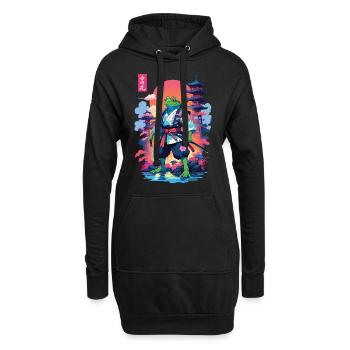 Grenouille samouraï et style esthétique Vaporwave - Sweat-shirt à capuche long Femme - noir - Devant
