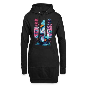 Samurai Ente Aesthetic Vaporwave Stil Japanisches - Hoodie-Kleid - Schwarz - Vorne