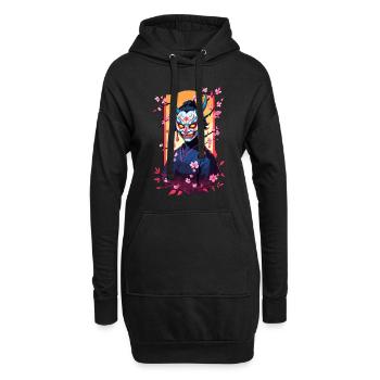 Oni Samouraï Vaporwave Esthétique Japon Culture - Sweat-shirt à capuche long Femme - noir - Devant