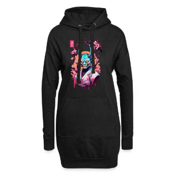 Oni Samouraï Vaporwave Esthétique Japon Culture - Sweat-shirt à capuche long Femme - noir - Devant