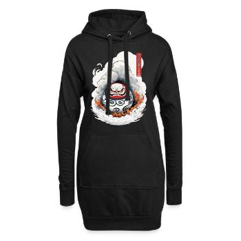 Japanischer Daruma Ästhetik Vintage Yokai Design - Hoodie-Kleid - Schwarz - Vorne