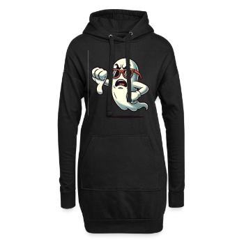 Cool Ghost Gibt Daumen Runter Lustige Halloween - Hoodie-Kleid - Schwarz - Vorne