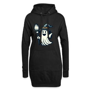 Drôle sorcière sorcière balai Style artistique vintage - Sweat-shirt à capuche long Femme - noir - Devant