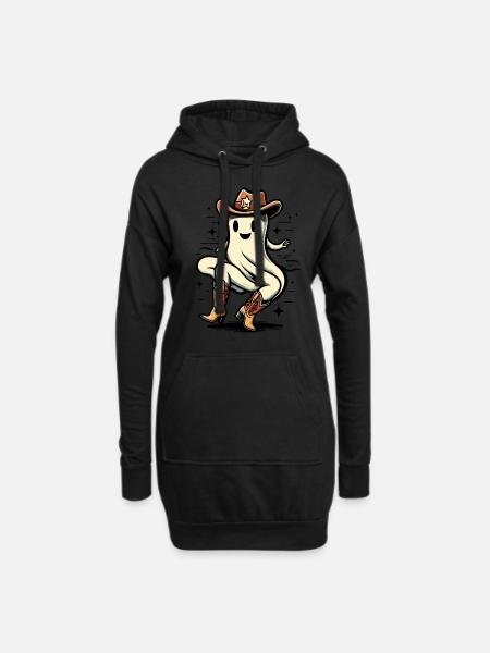 Lustiger Halloween Party Gruseliger Geist Cowboy - Hoodie-Kleid - Schwarz